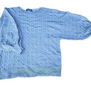 Marled Textured Braided Chunky Knit Bat 3/4 Sleeves Gray Sweater Size M/L